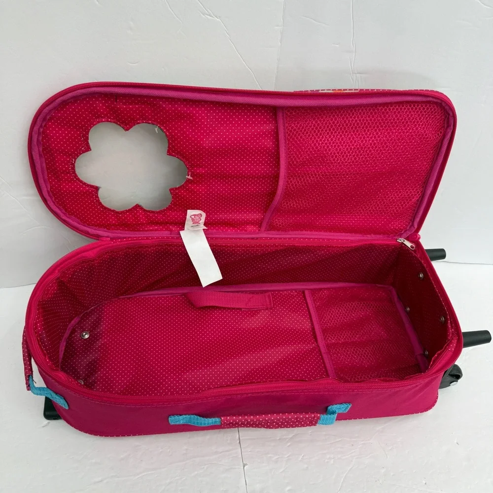 My Life As Doll Carrier Carrying Case Pink Floral Rolling Suitcase Travel Bag